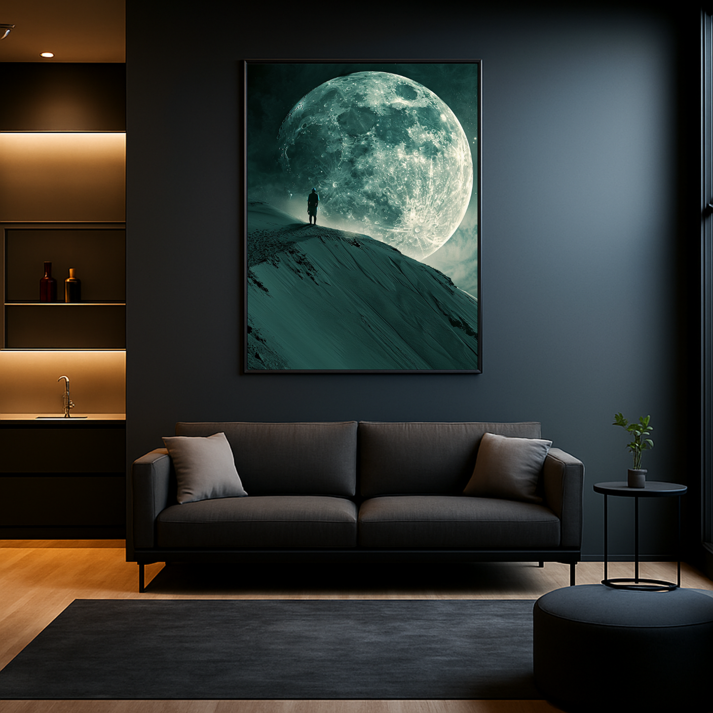 Man Stand Front of Moon