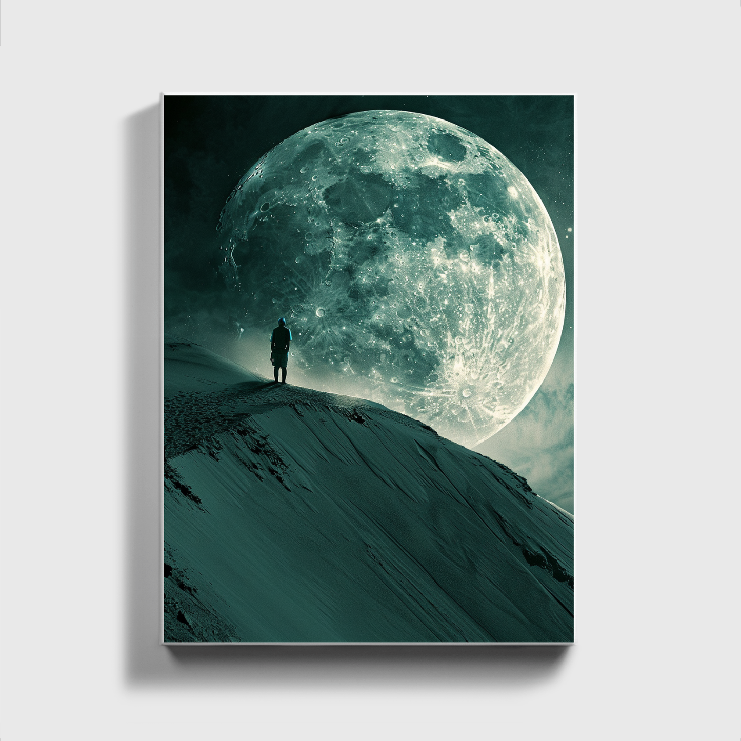 Man Stand Front of Moon