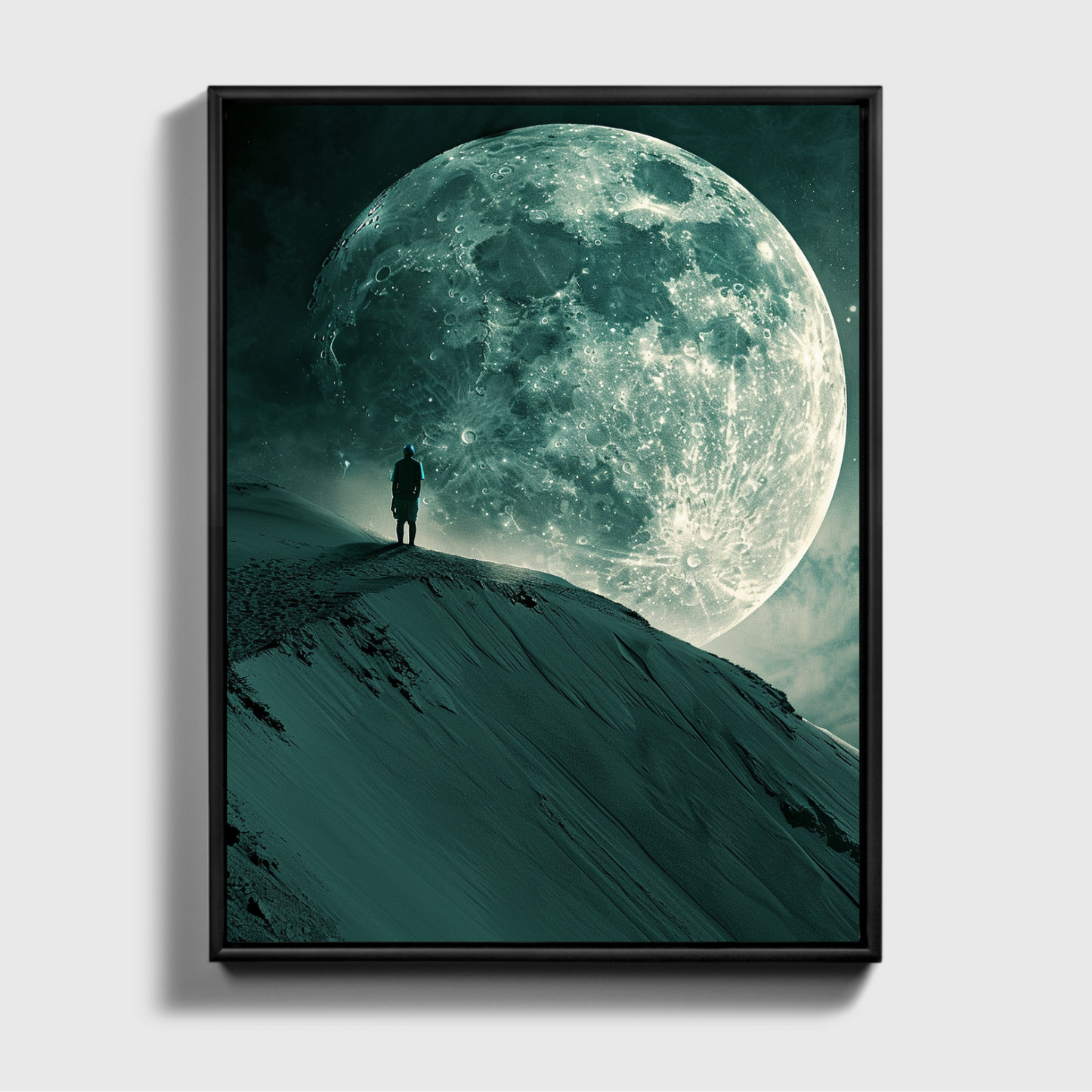Man Stand Front of Moon