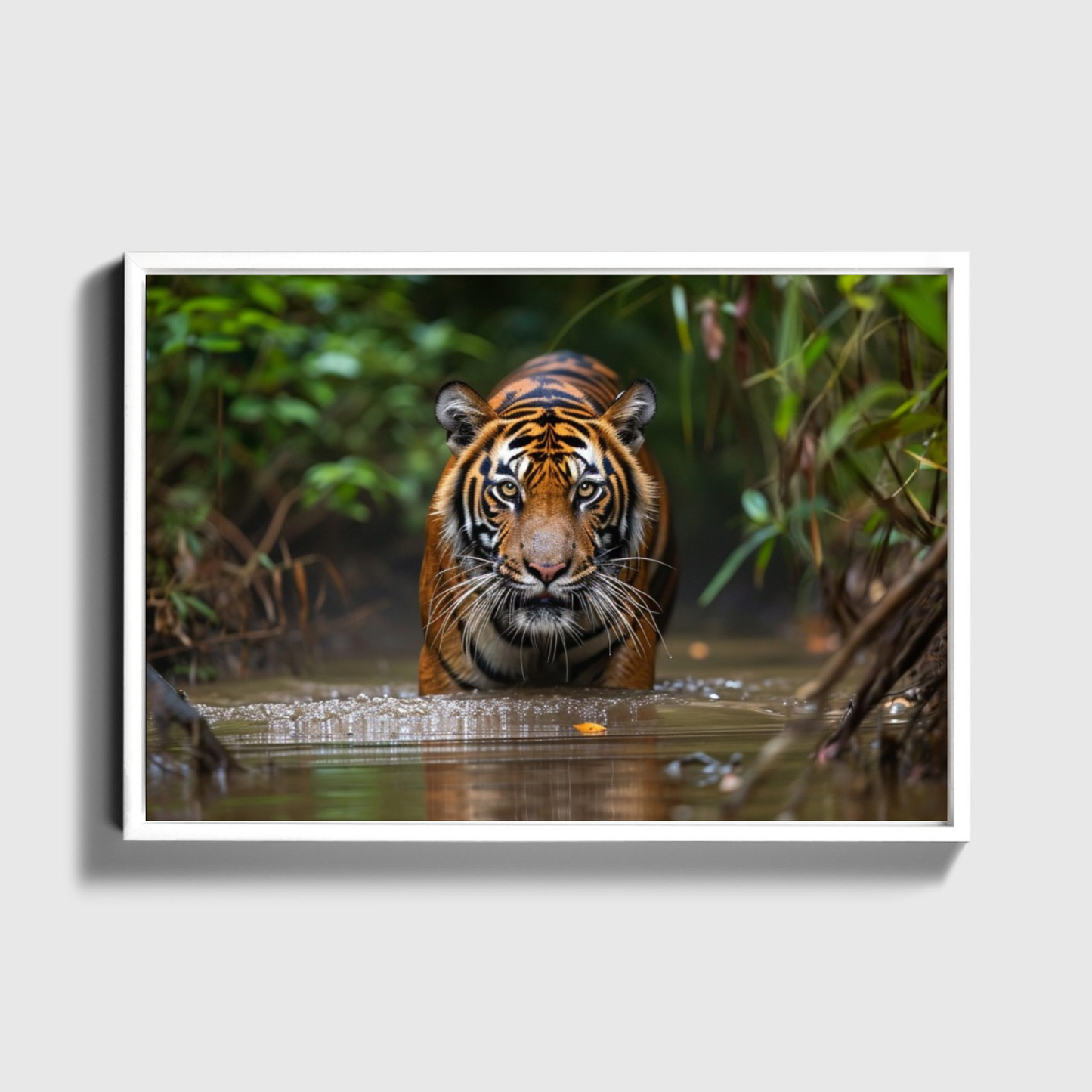 Sumatran Tiger Steakthily Approachin Waterhole