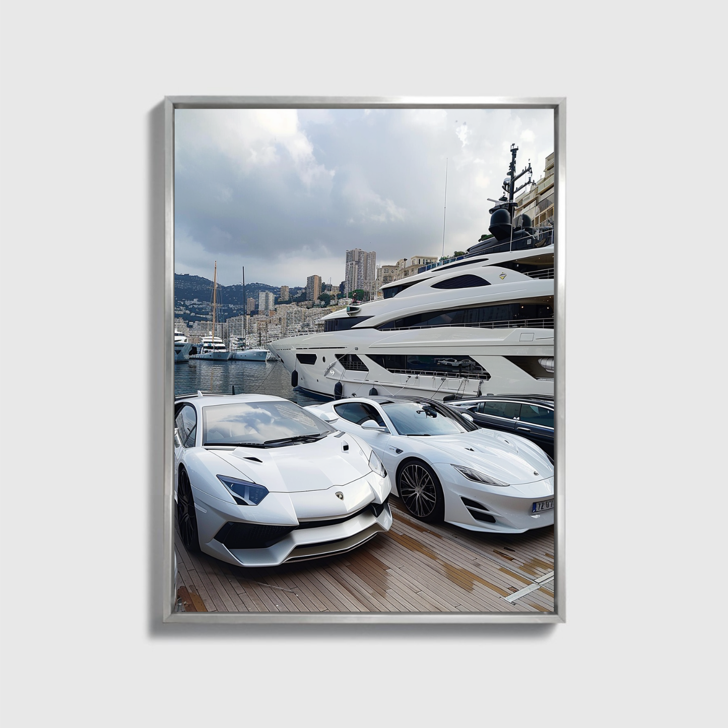 Monte Carlo White Yacht And Supercars