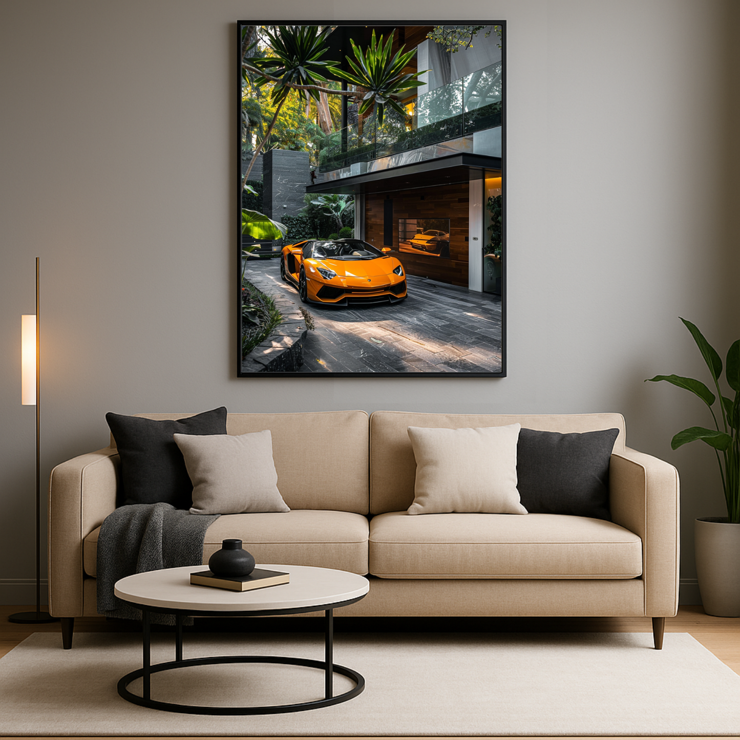 Luxury Mansion WIth Yellow Lambo