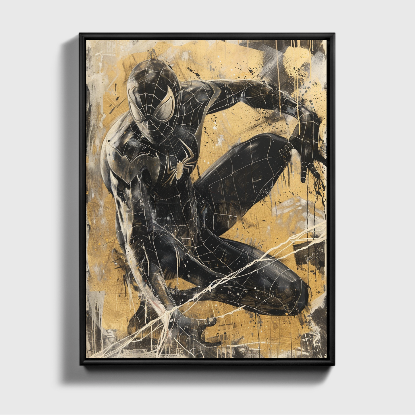 Gold and Black Painting of Spiderman