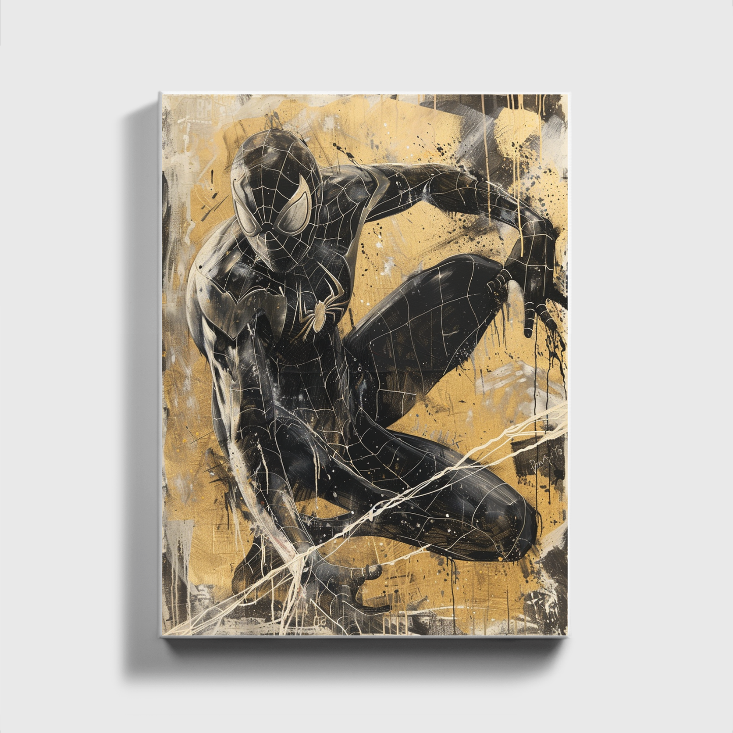 Gold and Black Painting of Spiderman