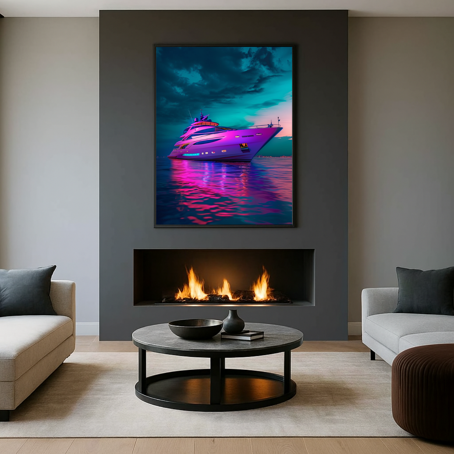 Luxury Yacht purple light