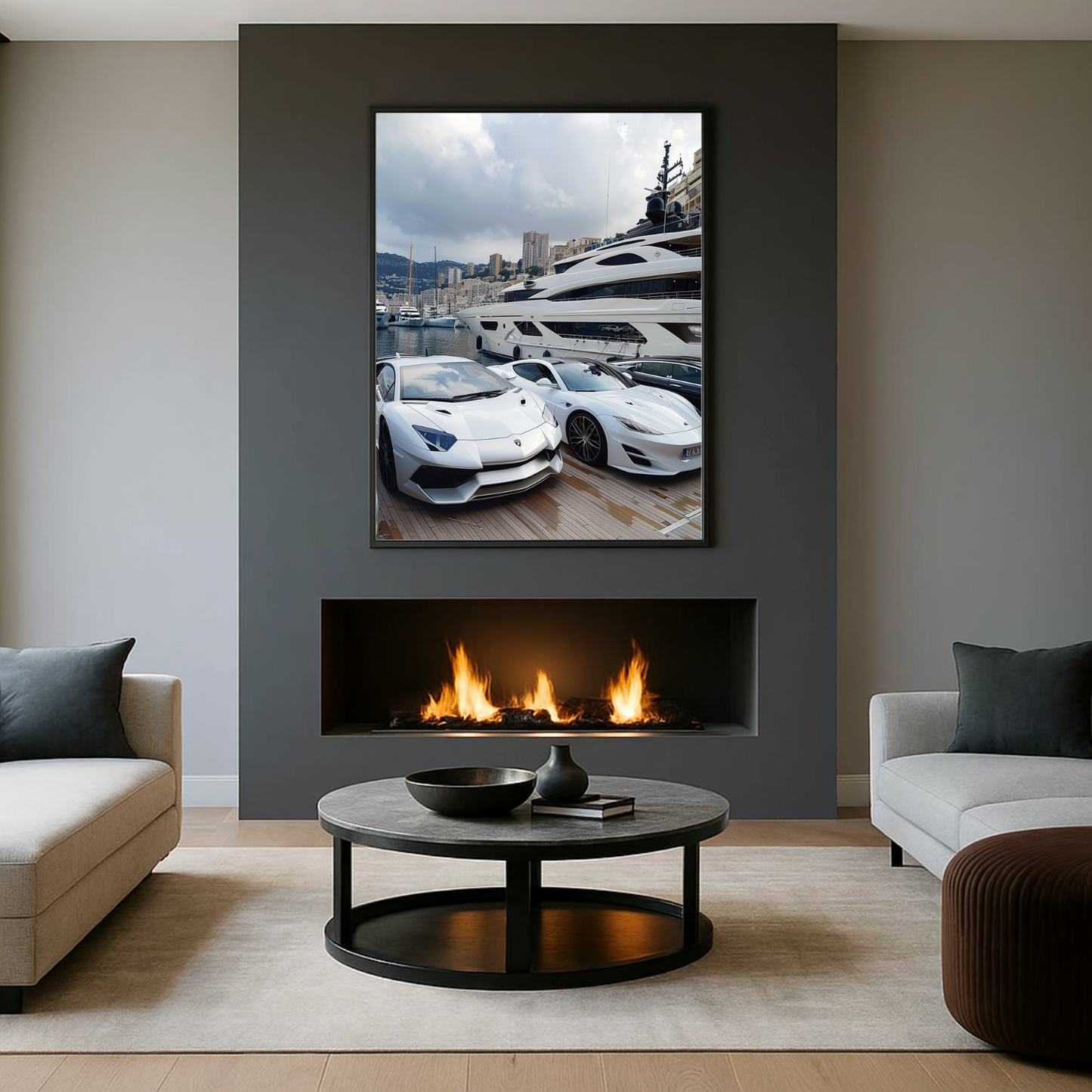 Monte Carlo White Yacht And Supercars