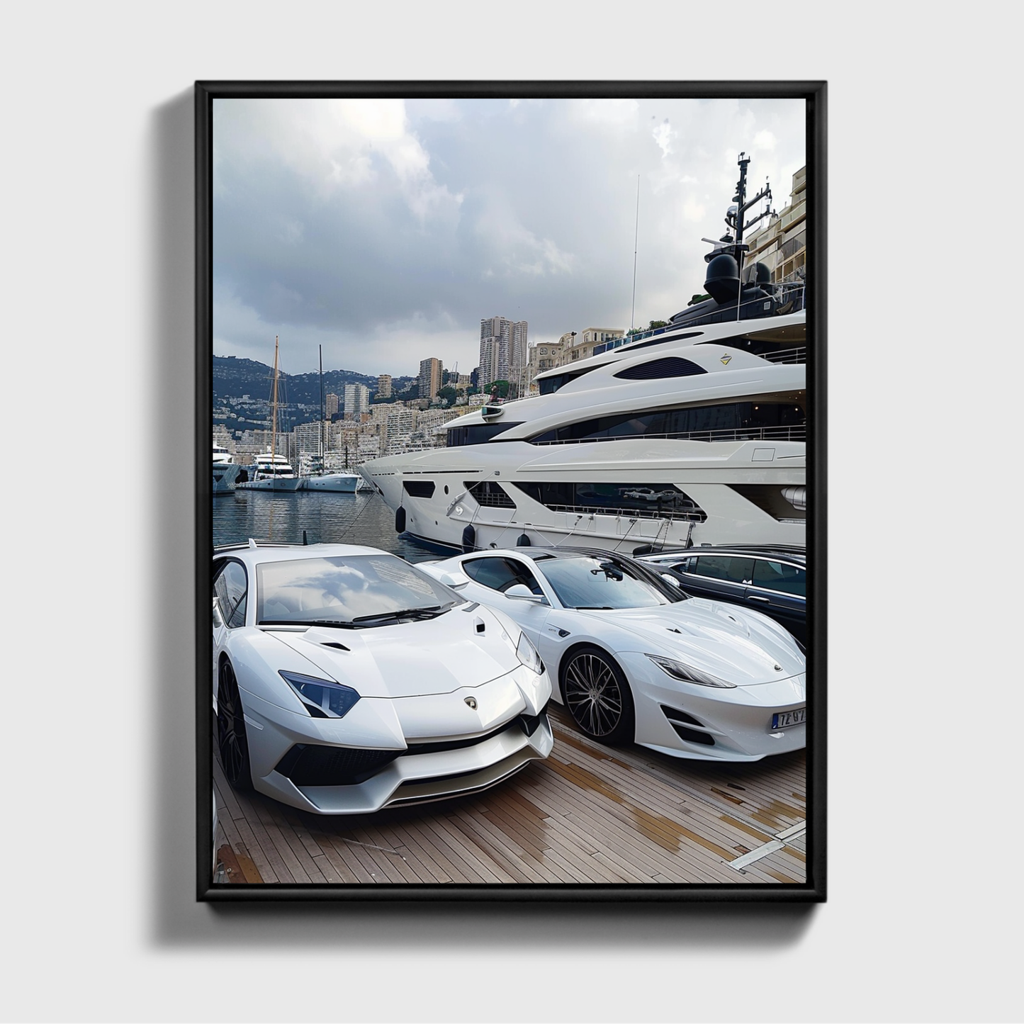 Monte Carlo White Yacht And Supercars
