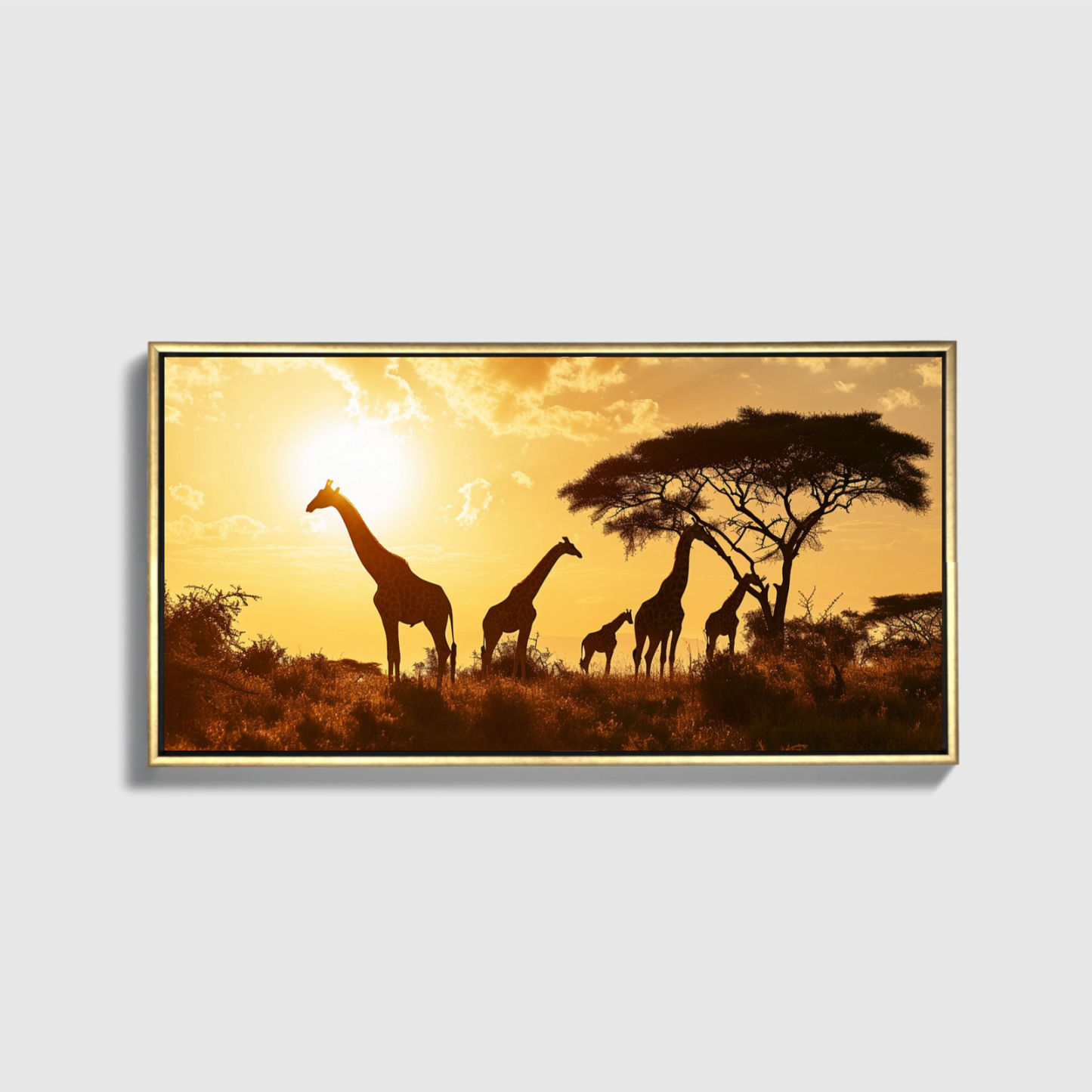 Giraffe Family Sunset