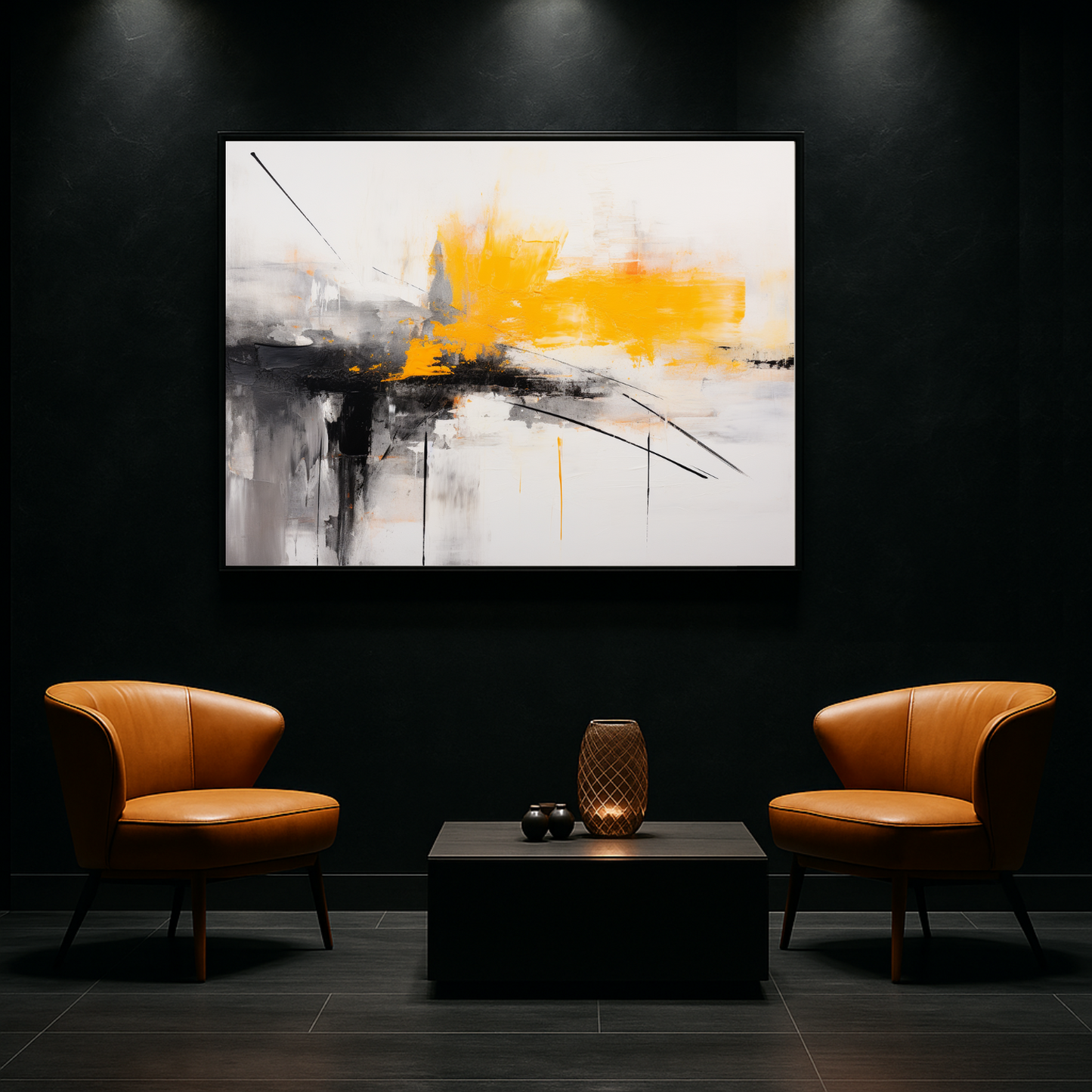 Abstract Black And Yellow Painting