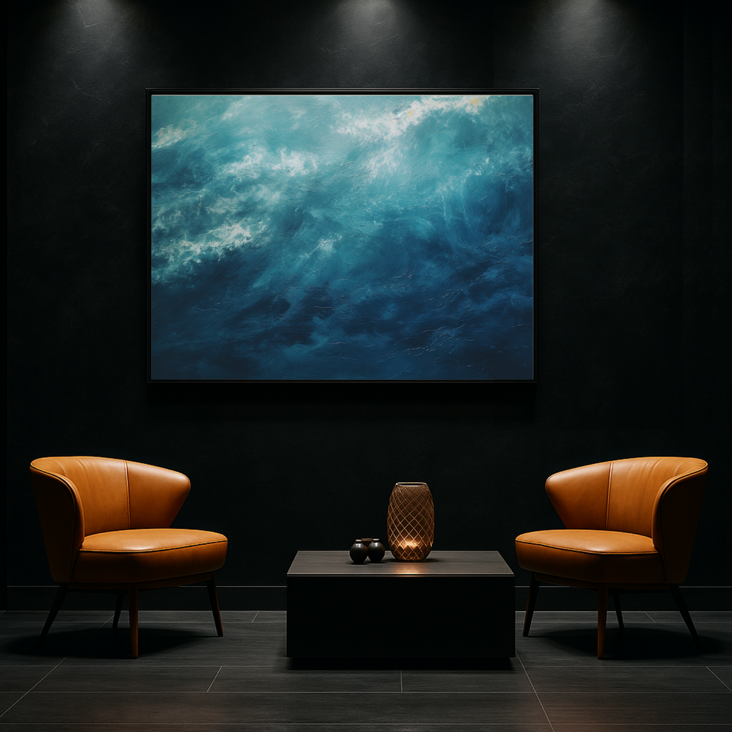 Painting With Swirls of Blue And White