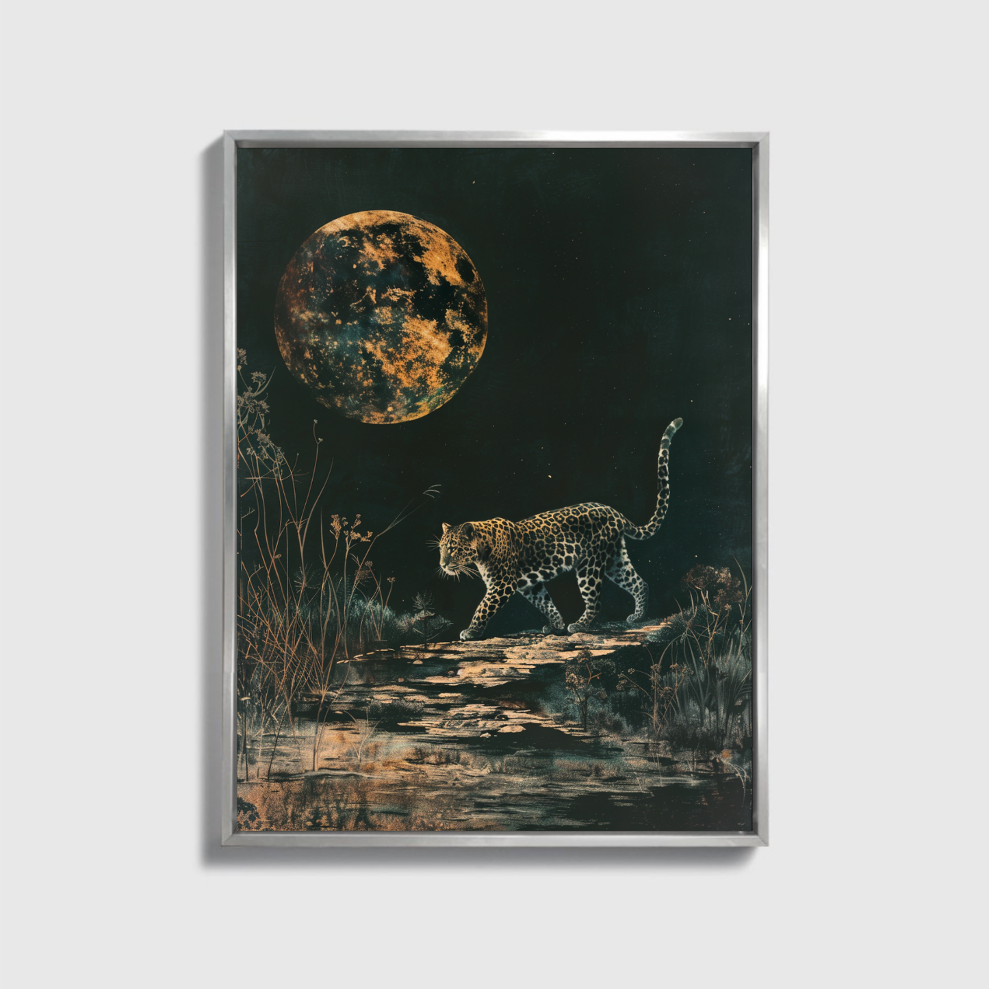 Leopard Walks by the Sky Night Right