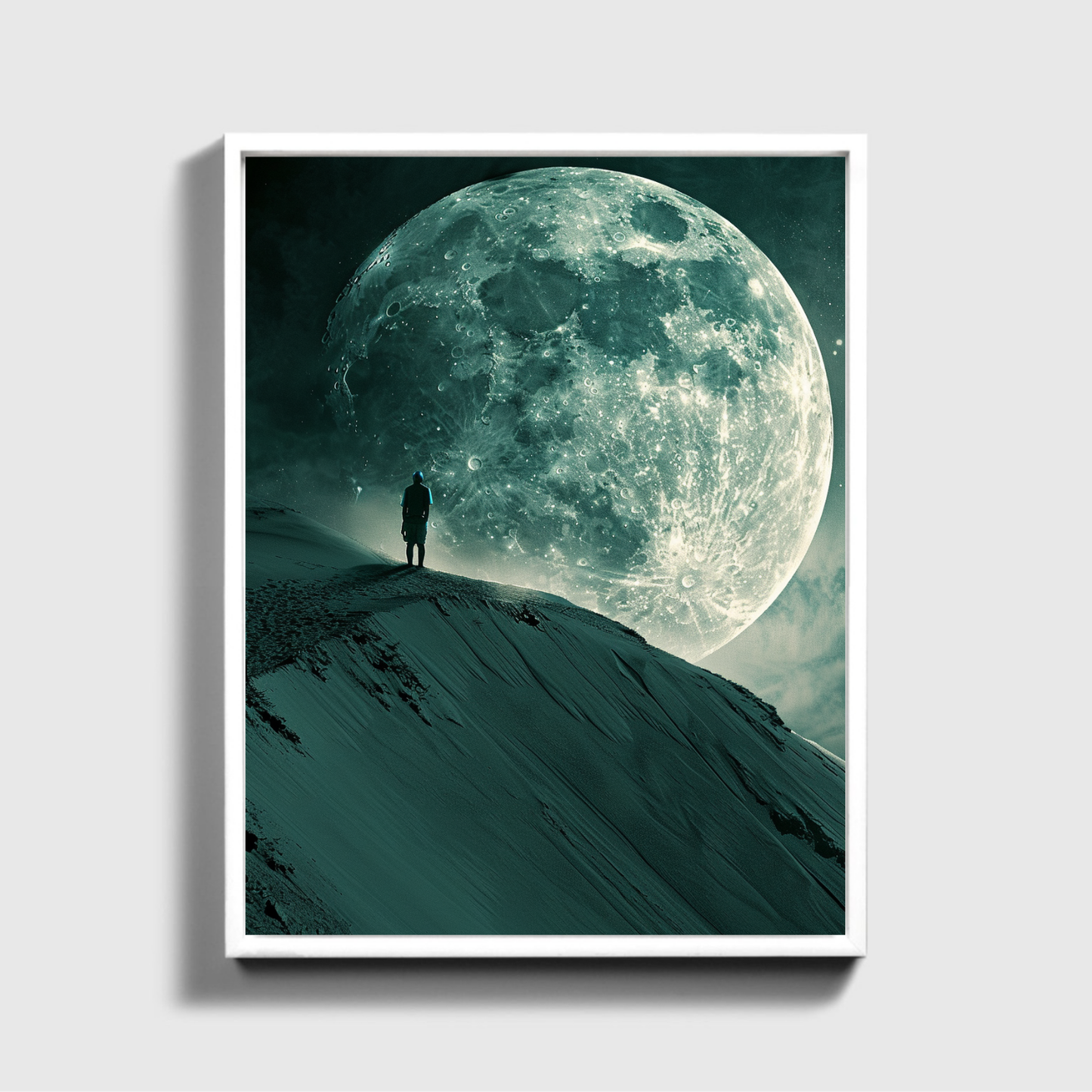 Man Stand Front of Moon
