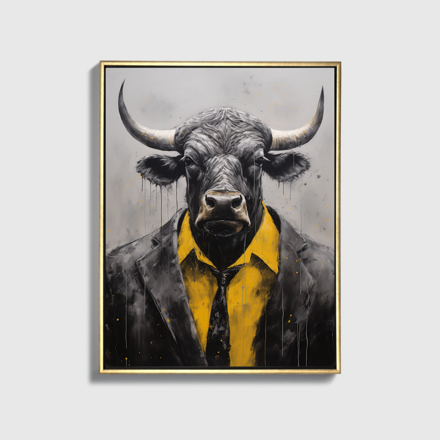 Abstract Black And White Paintinglack Bull