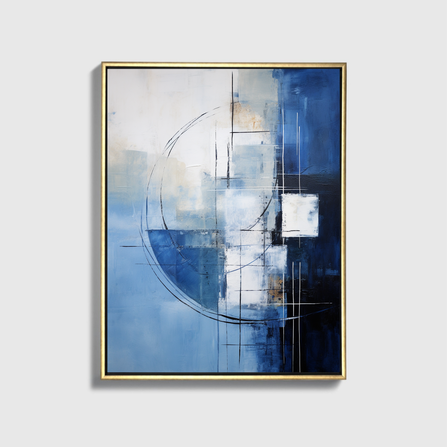 Abstract Blue And White Modern Painting