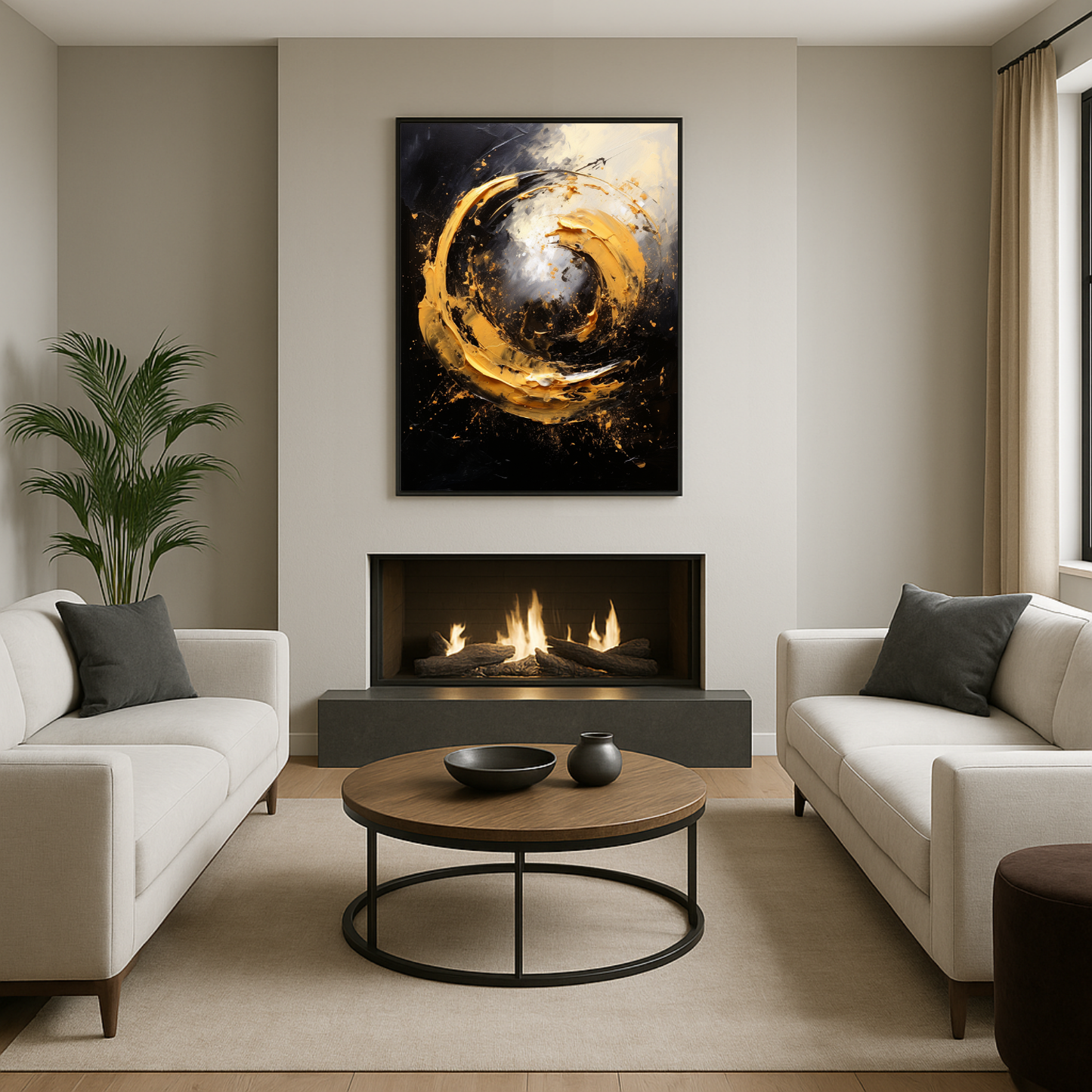 Modern Painting With Black And Gold 2.0