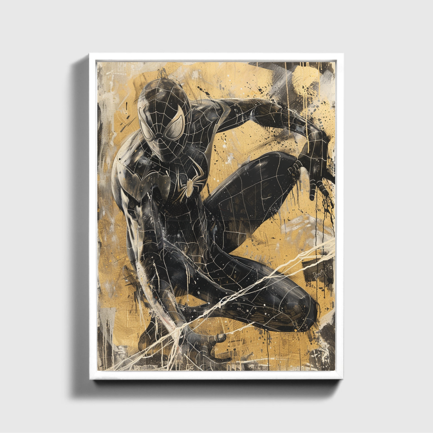 Gold and Black Painting of Spiderman