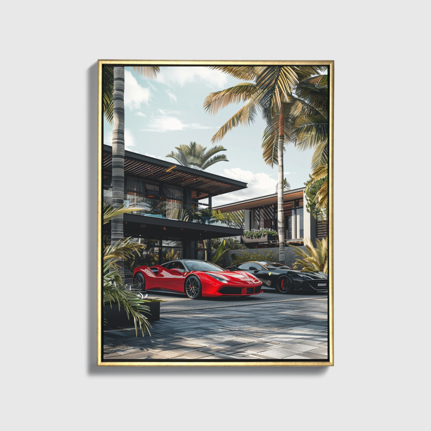 Luxusvilla mit Supercars-Front