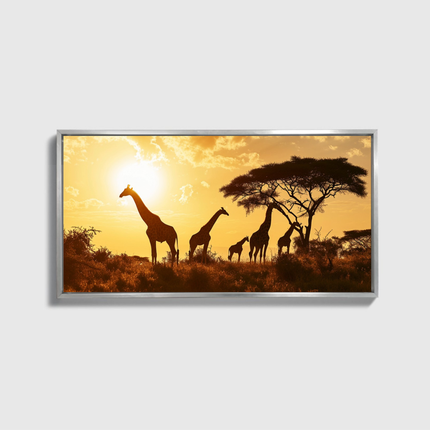 Giraffe Family Sunset