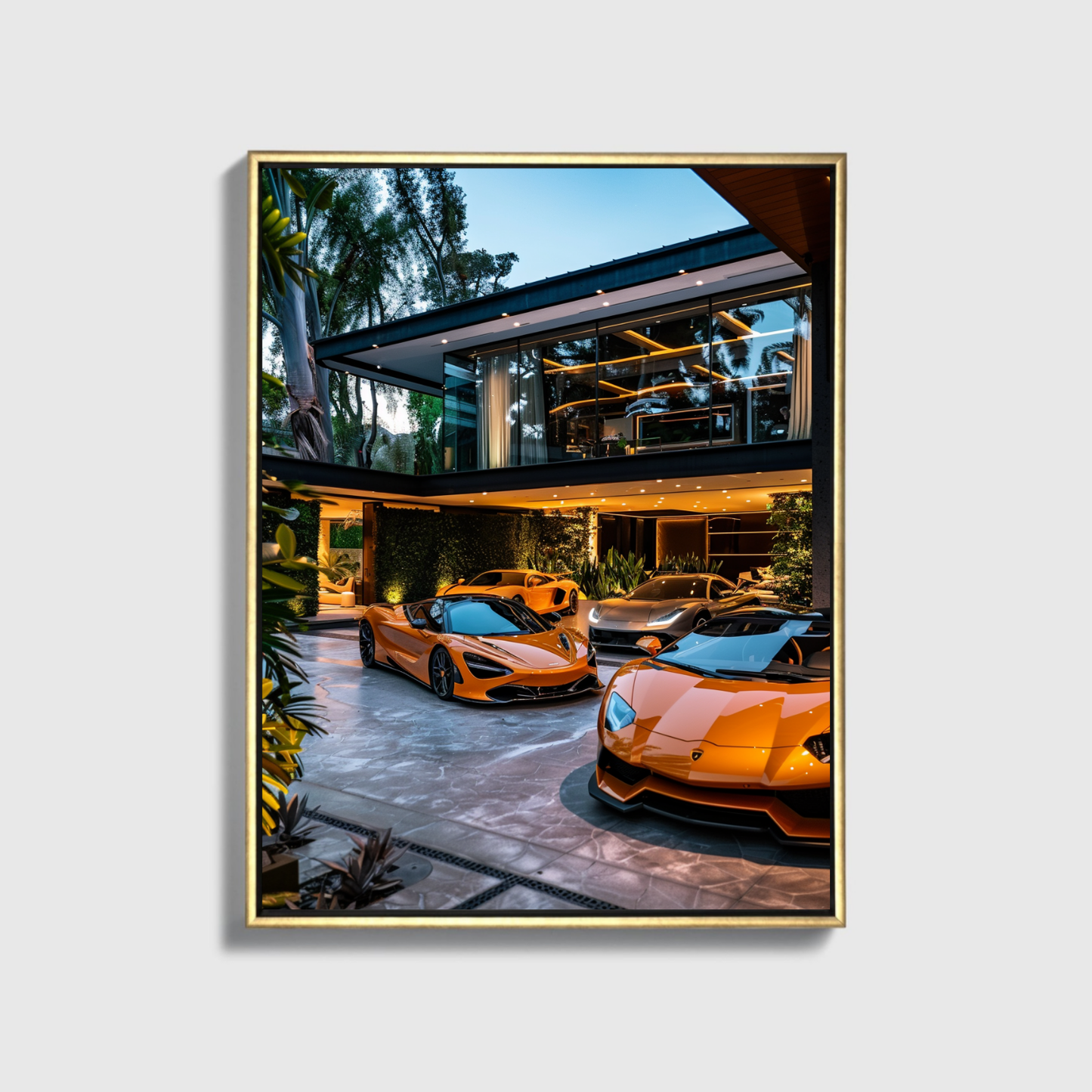 Supercars Front of Mansion Beverly Hills