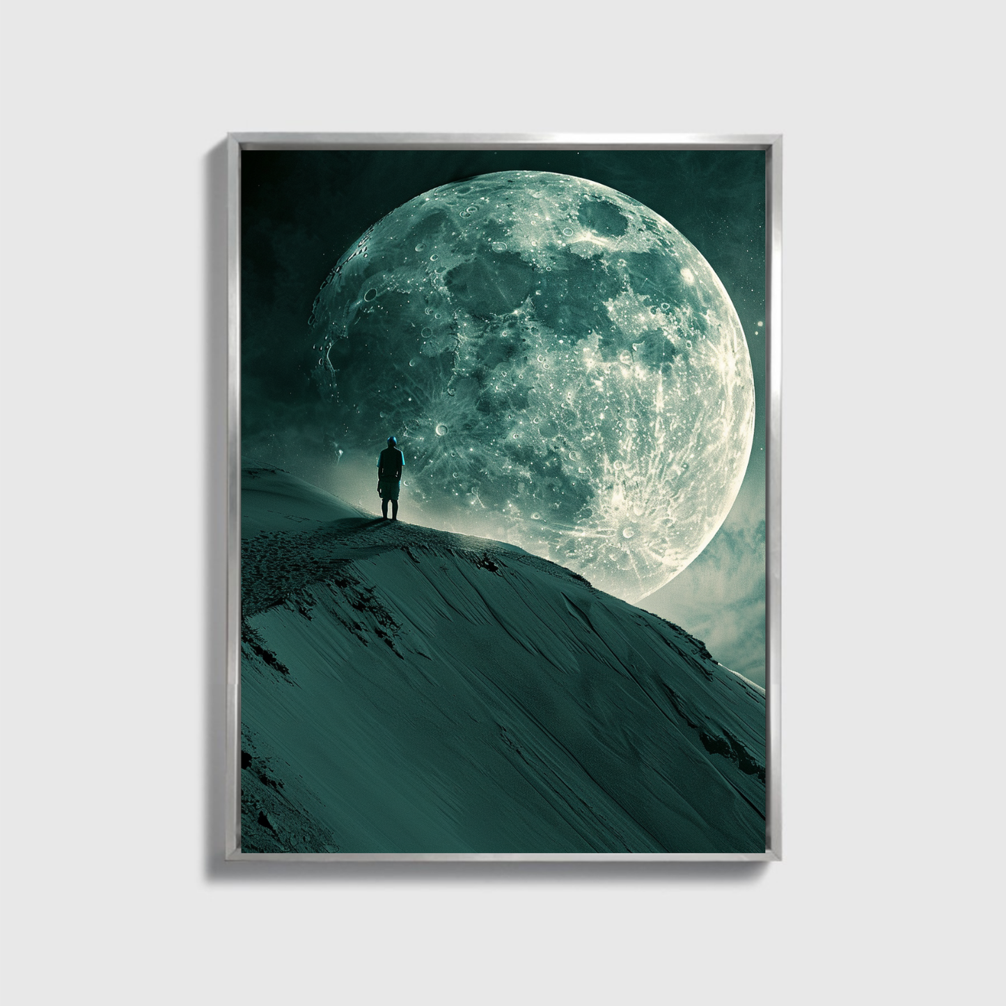 Man Stand Front of Moon