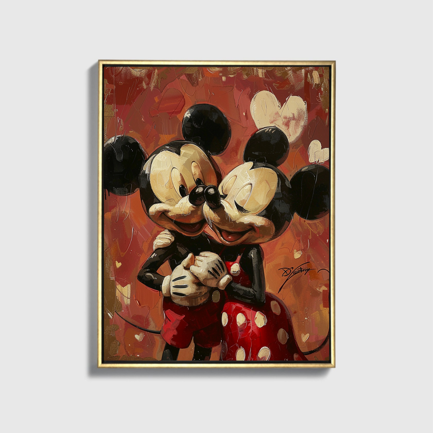 Mickey and Minnie romantic Love painted