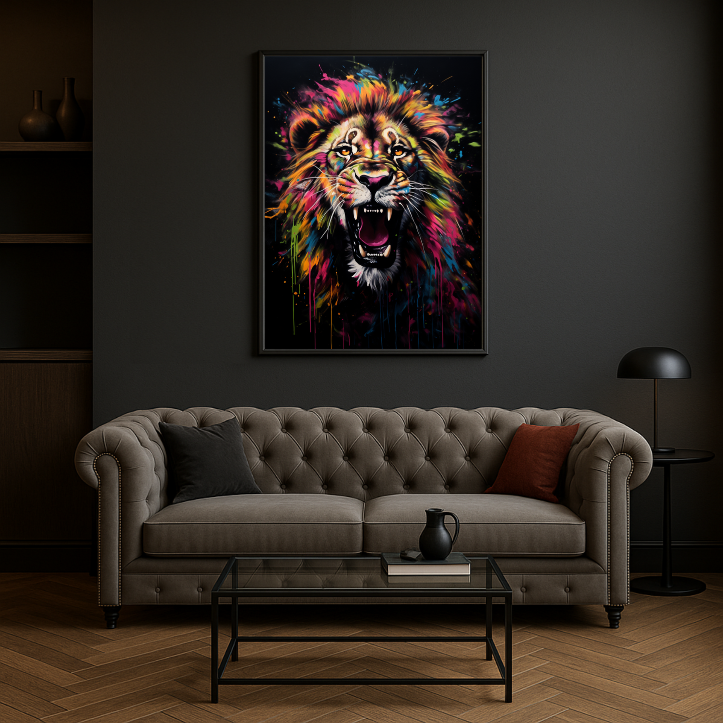Painting Colorful Lion Roar
