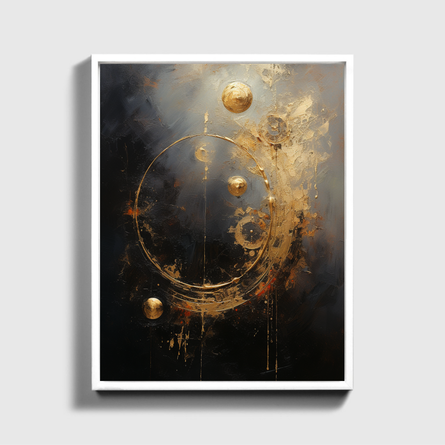Modern Painting With Swirls And Gold