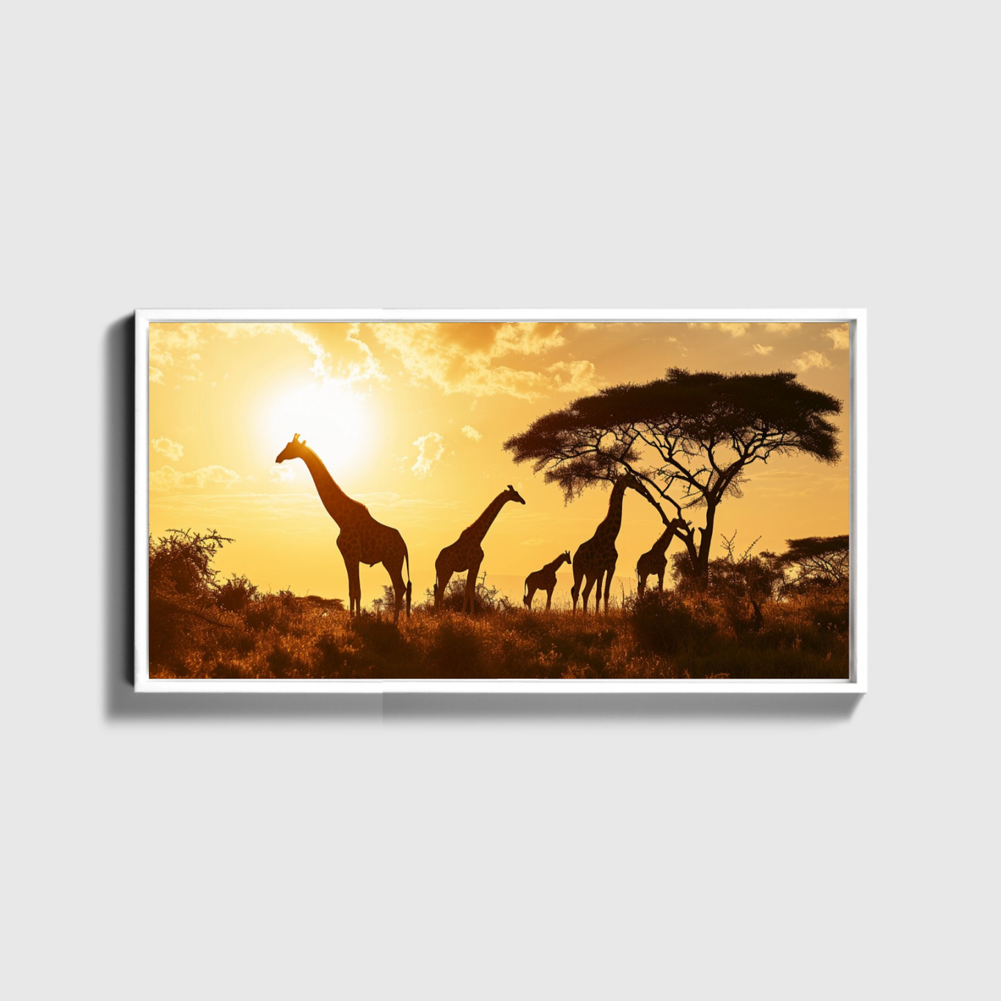 Giraffe Family Sunset