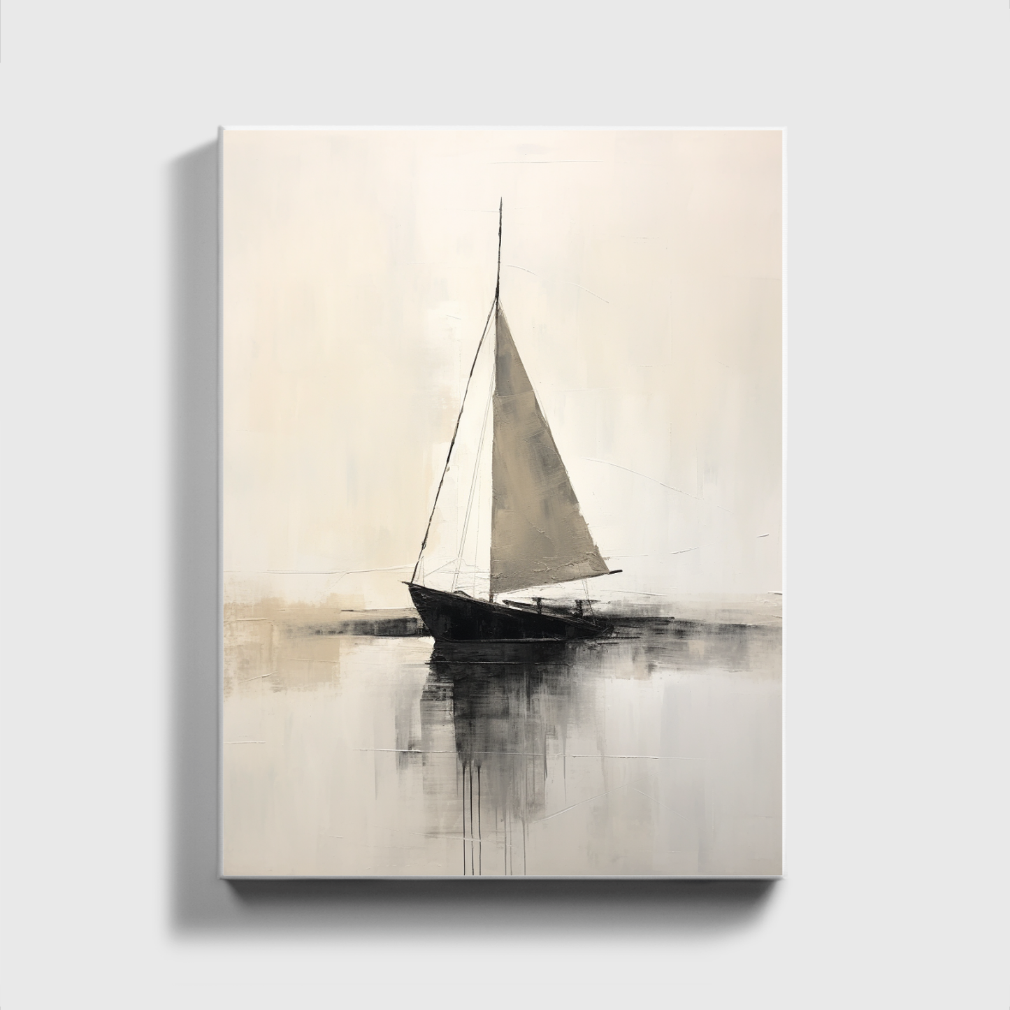 Abstract Painting Of Boat In Black And White