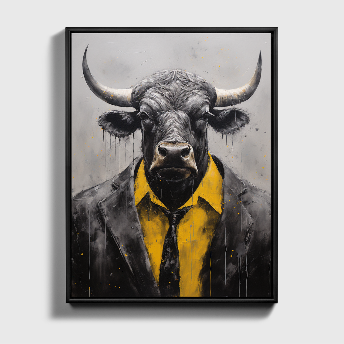 Abstract Black And White Paintinglack Bull
