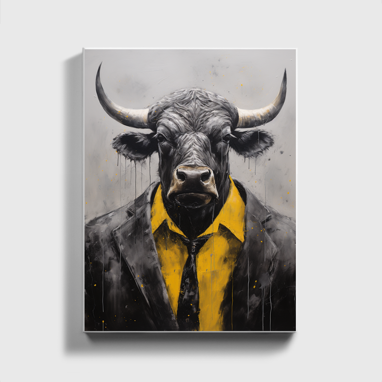 Abstract Black And White Paintinglack Bull