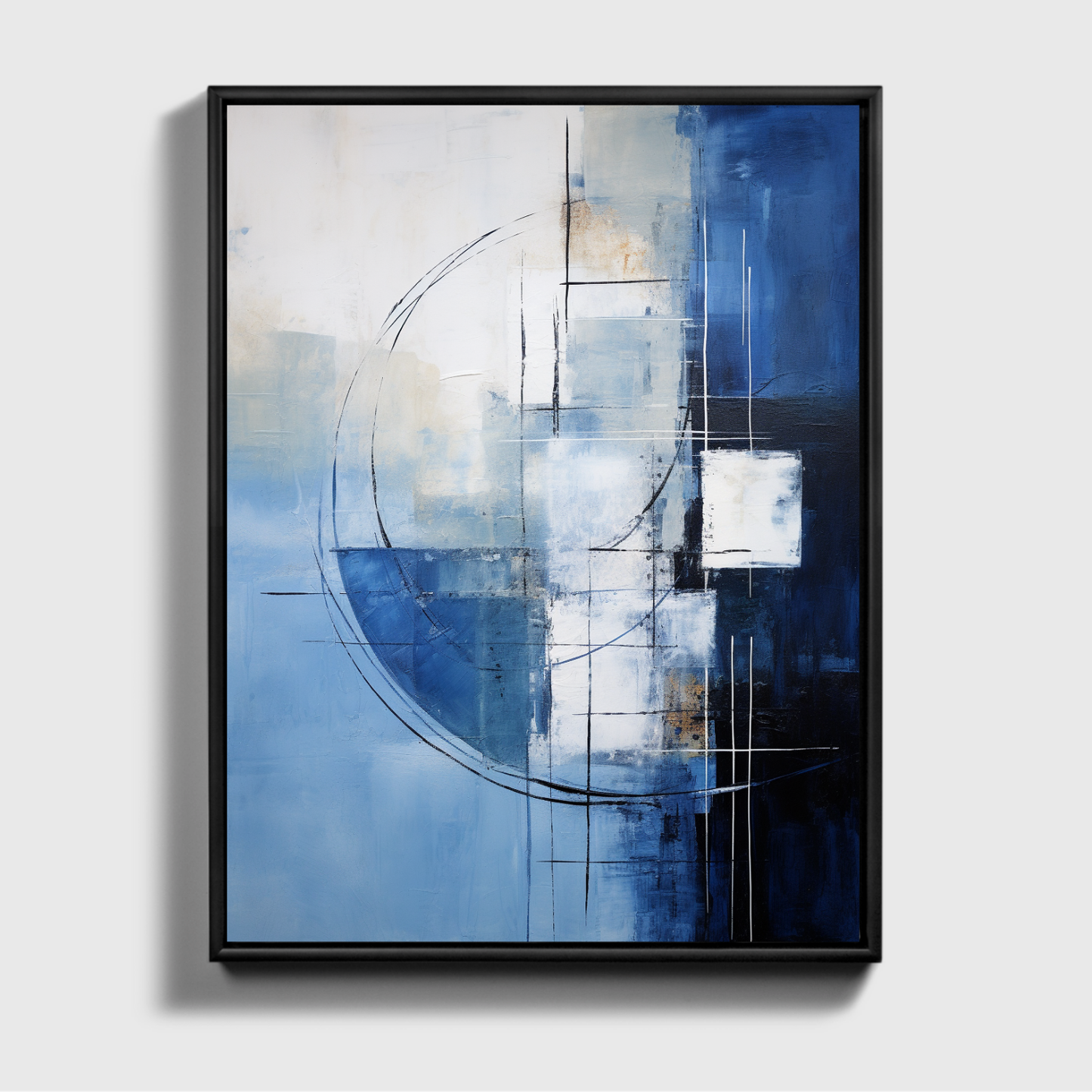 Abstract Blue And White Modern Painting
