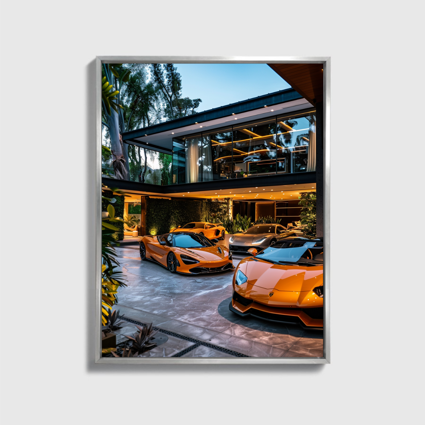 Supercars Front of Mansion Beverly Hills
