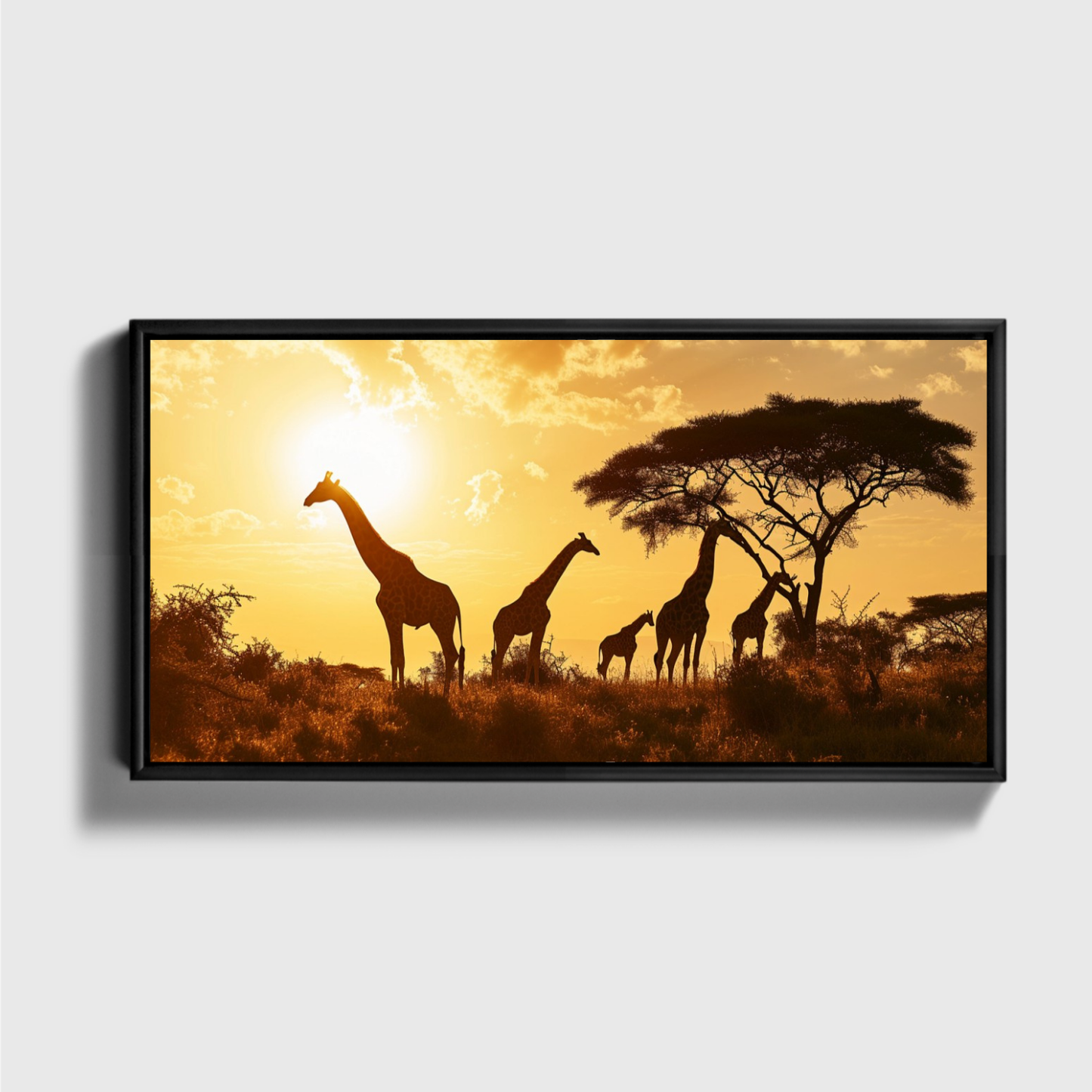 Giraffe Family Sunset
