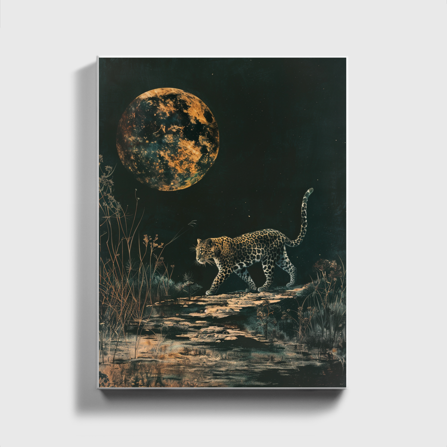 Leopard Walks by the Sky Night Right