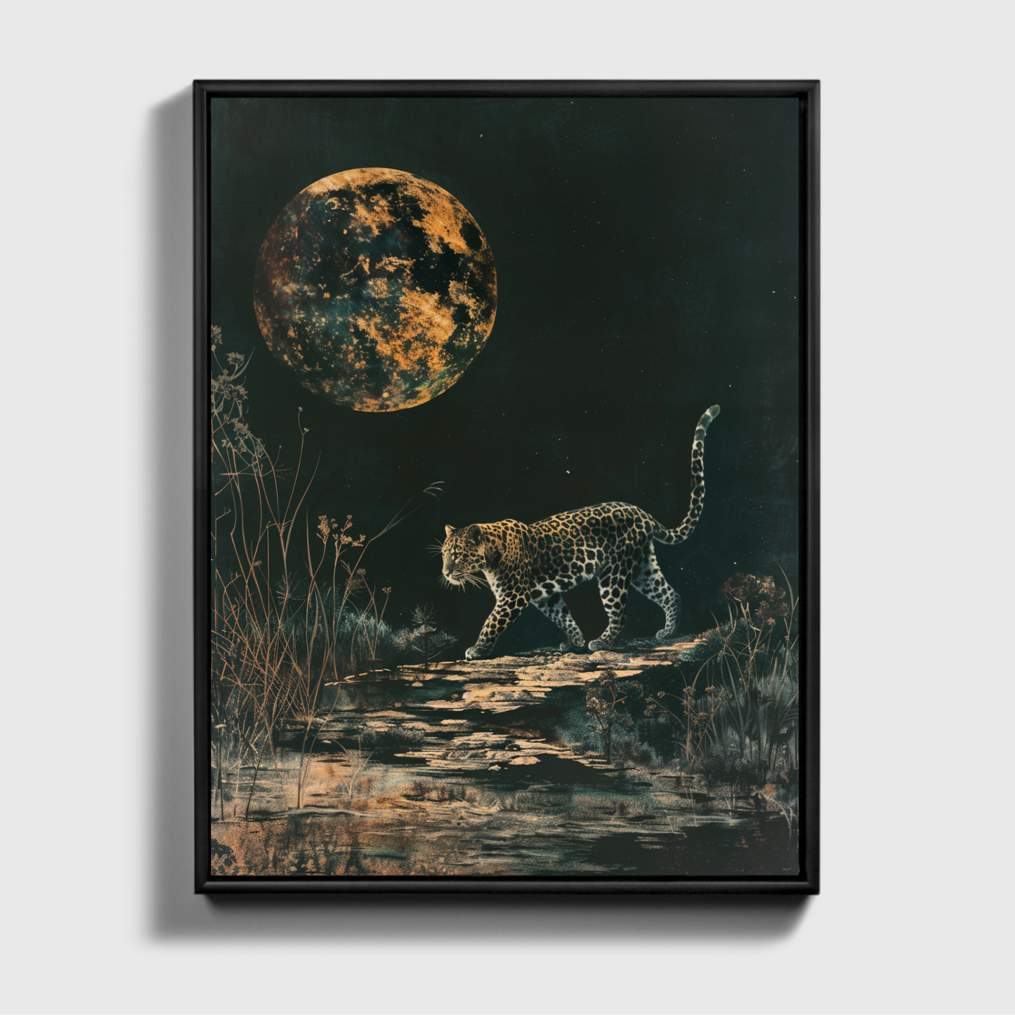Leopard Walks by the Sky Night Right