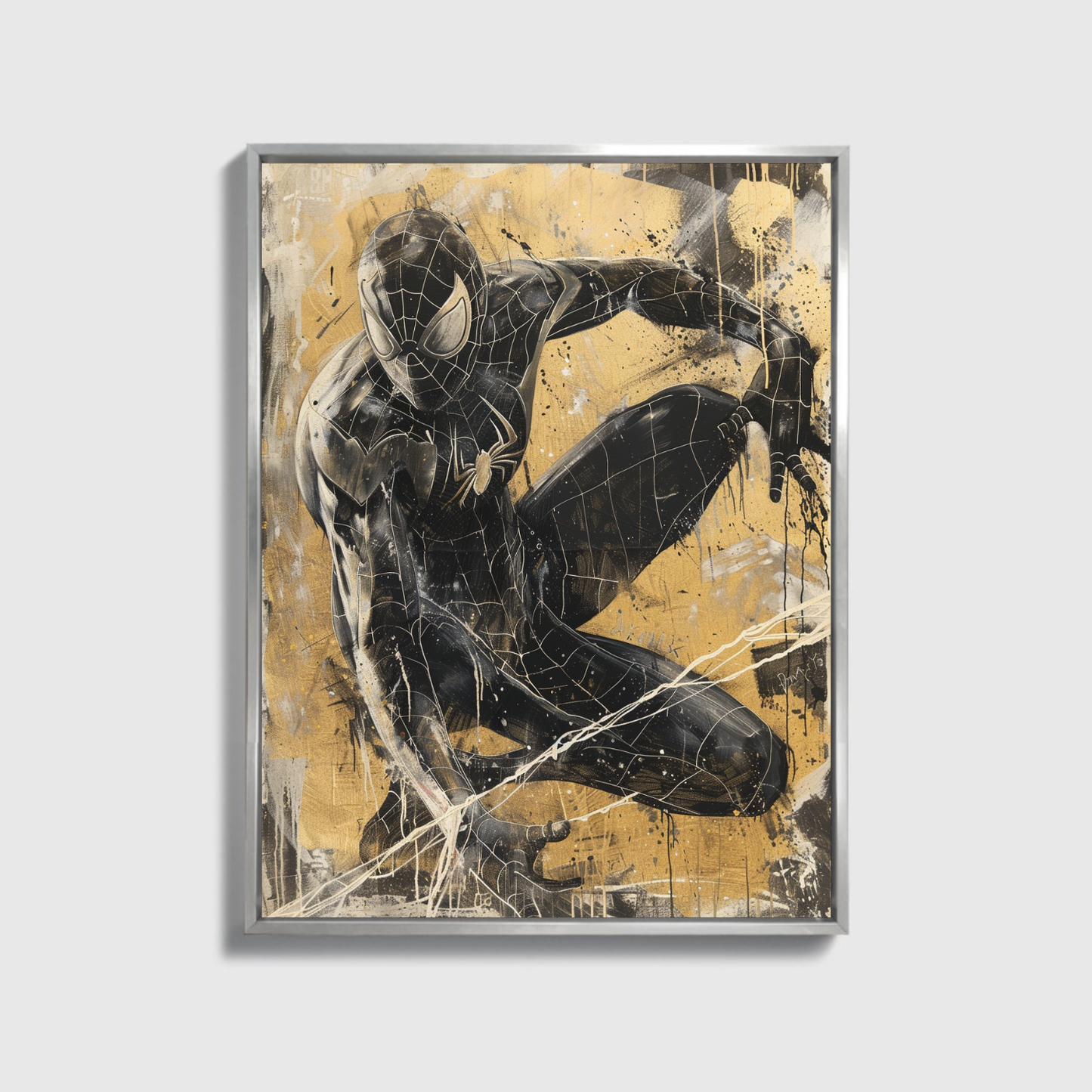Gold and Black Painting of Spiderman