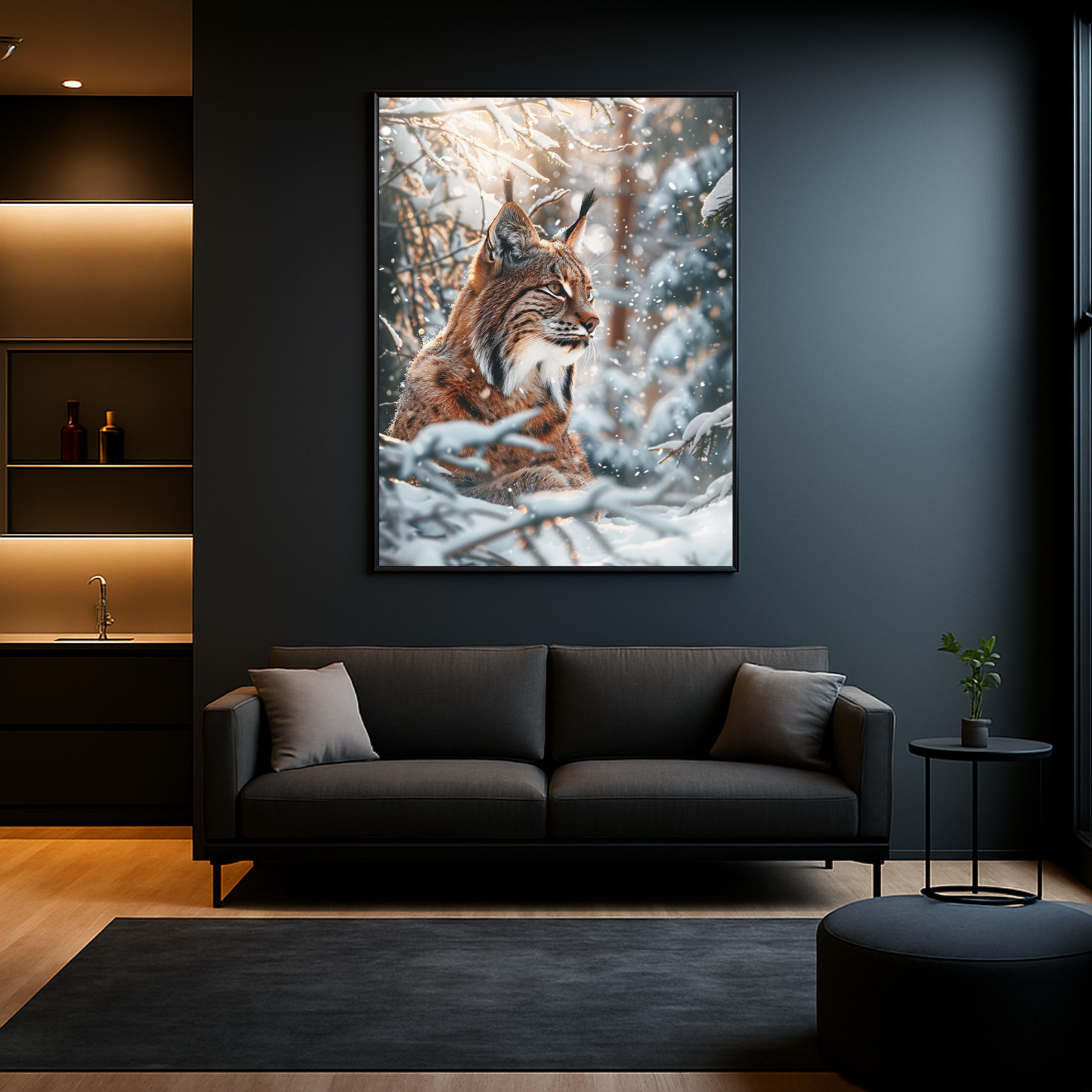 Sunlight Lynx CamouFlaged In Winterforest