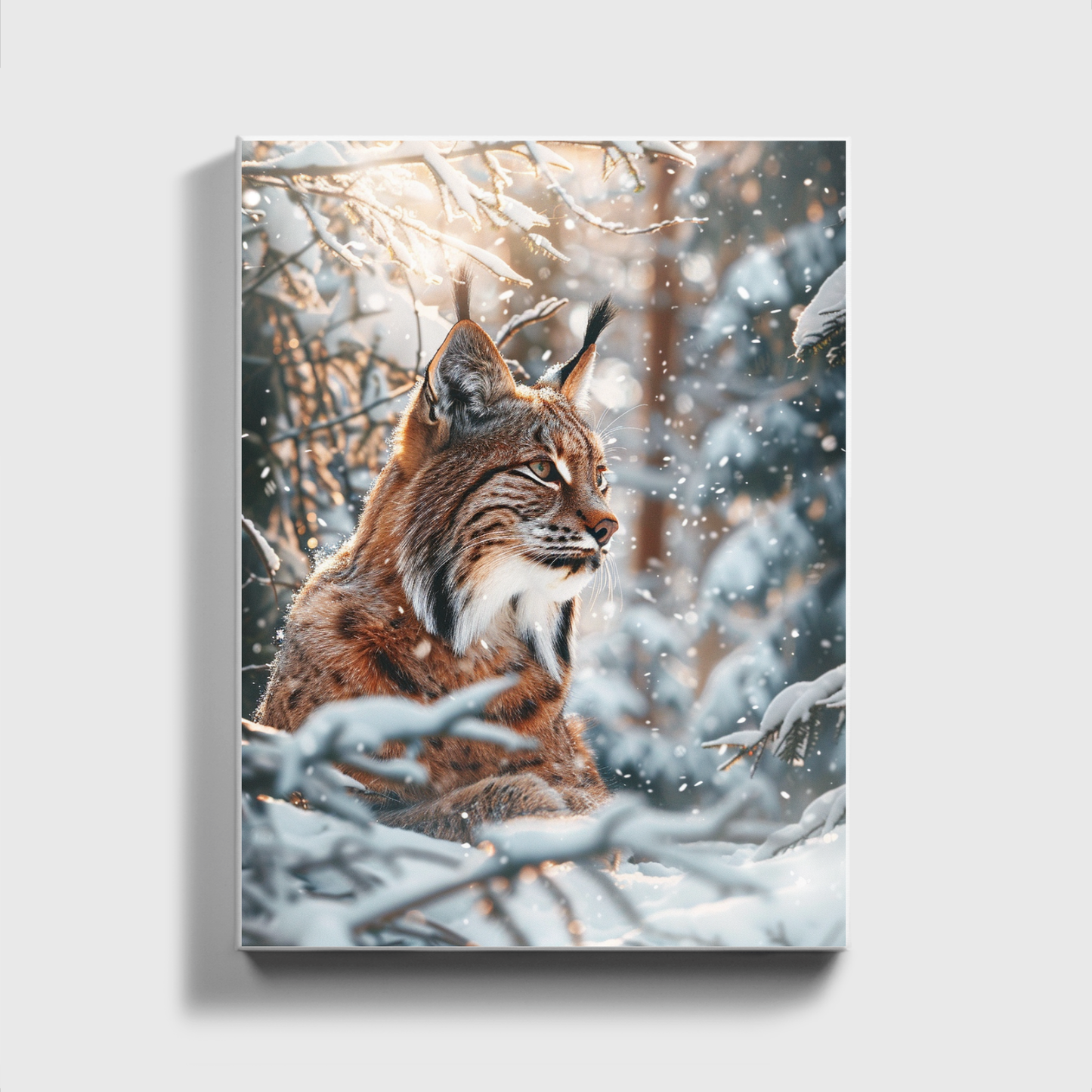 Sunlight Lynx CamouFlaged In Winterforest