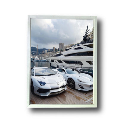 Monte Carlo White Yacht And Supercars