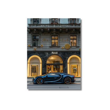 Bugatti Chiron Front of Fendi Store