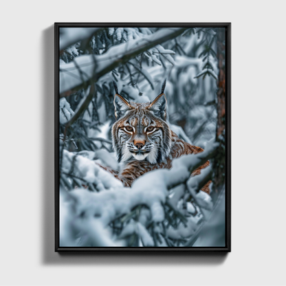 Lynx Camouflaged In Winter Forest