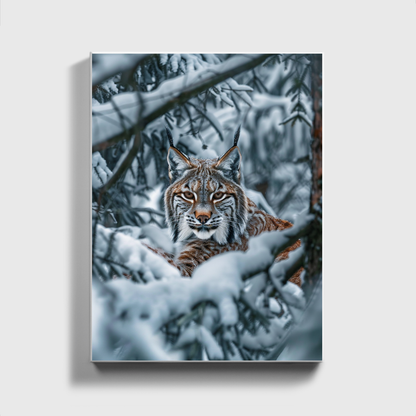 Lynx Camouflaged In Winter Forest