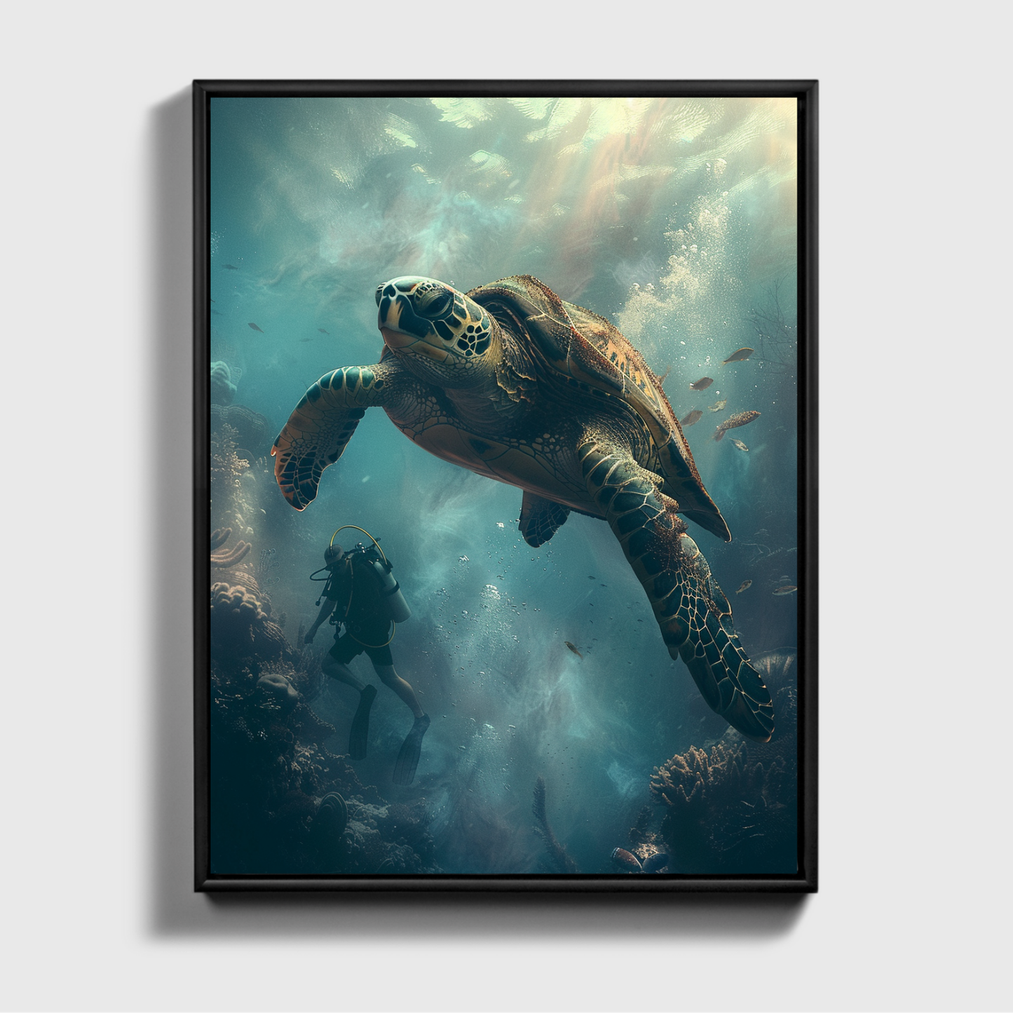 Mann taucht in den Ozean Big Turtle 3.0