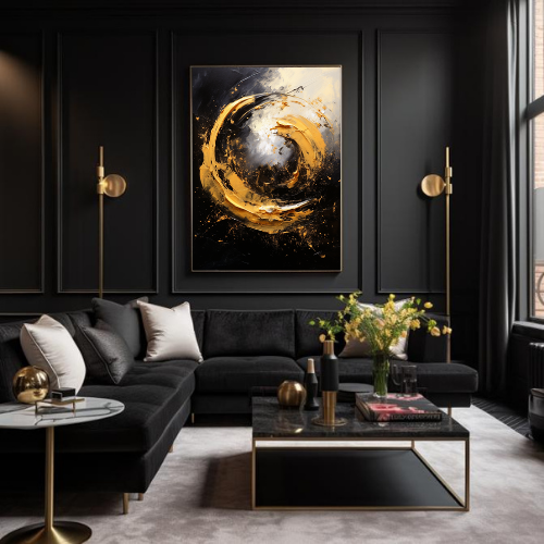Modern Painting With Black And Gold 2.0