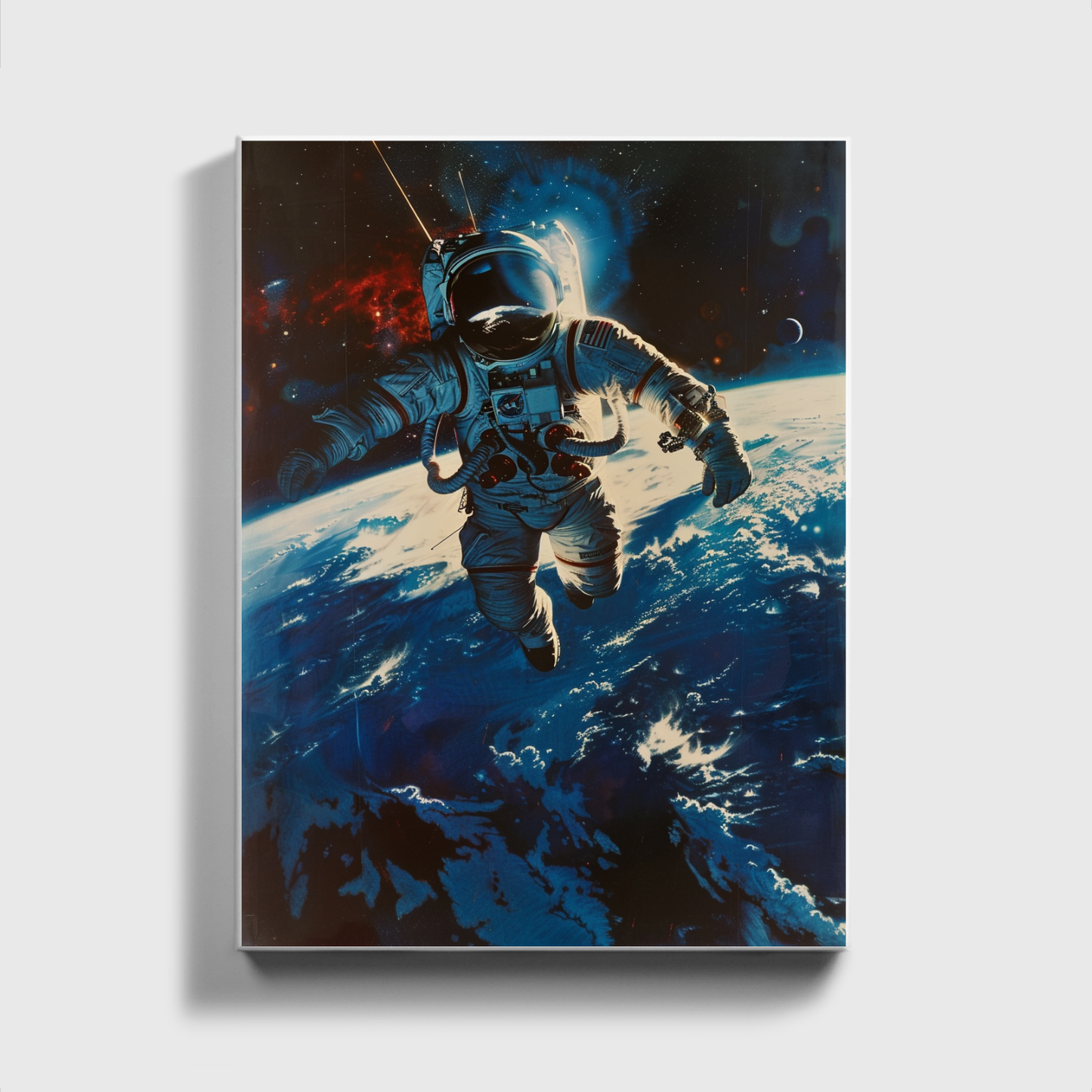 Austronaut fliegt über die Erde