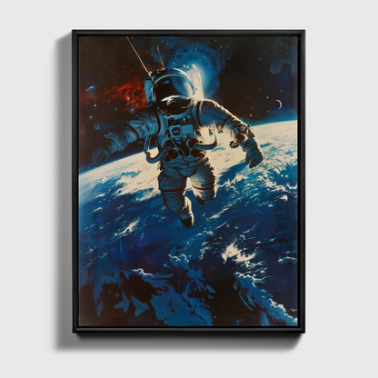 Austronaut fliegt über die Erde