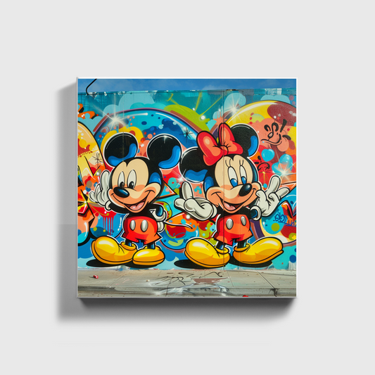 Gemälde von Mickey und Minnie Maus