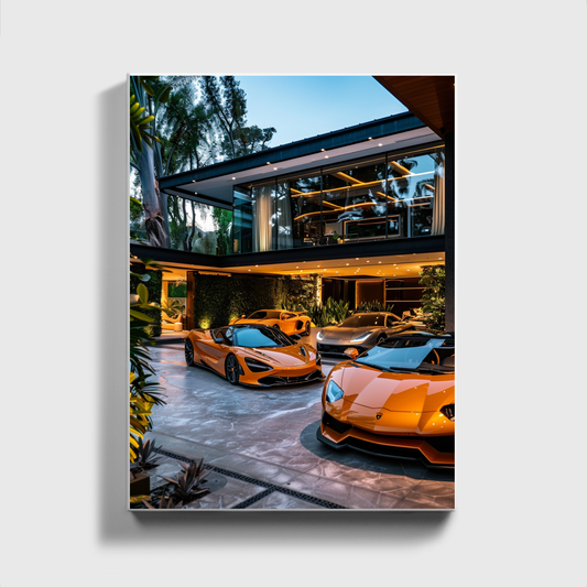 Supercars Front of Mansion Beverly Hills