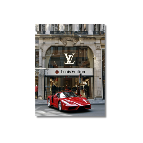 Ferrari Front of Louis Vuitton Store